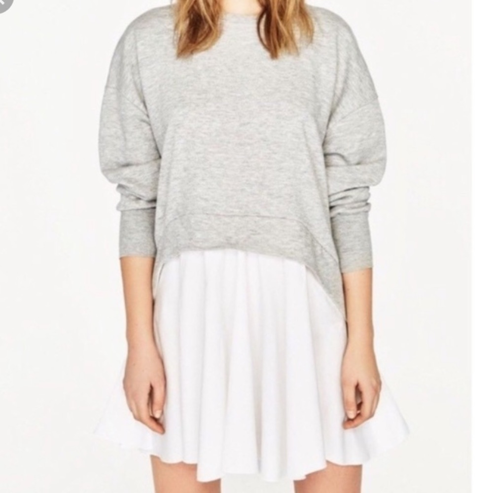 Zara Light Gray Cropped Sweatshirt